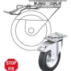 Transporthjul - Drejehjul med bremse - Ø100 mm. (Gummi) - Image 2