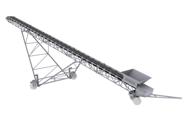 W0000006-100: Leje: Mobil båndtransportør med fødefang - 32m x åndbredde 800 mm